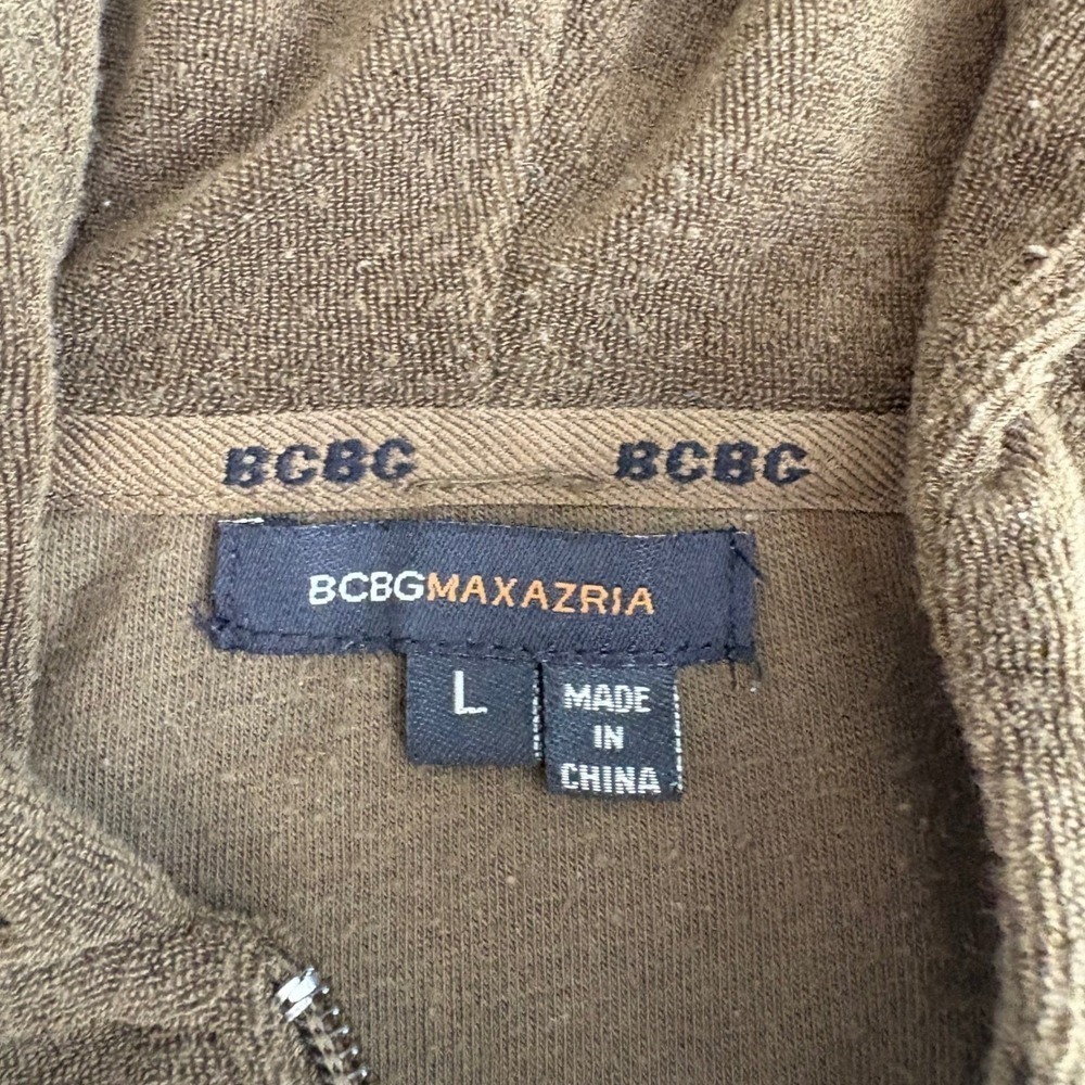 Y2K BCBGMAXAZRIA Olive Green Velour Hoodie Jacket Floral Bird Embroidery Large - Picture 5 of 7
